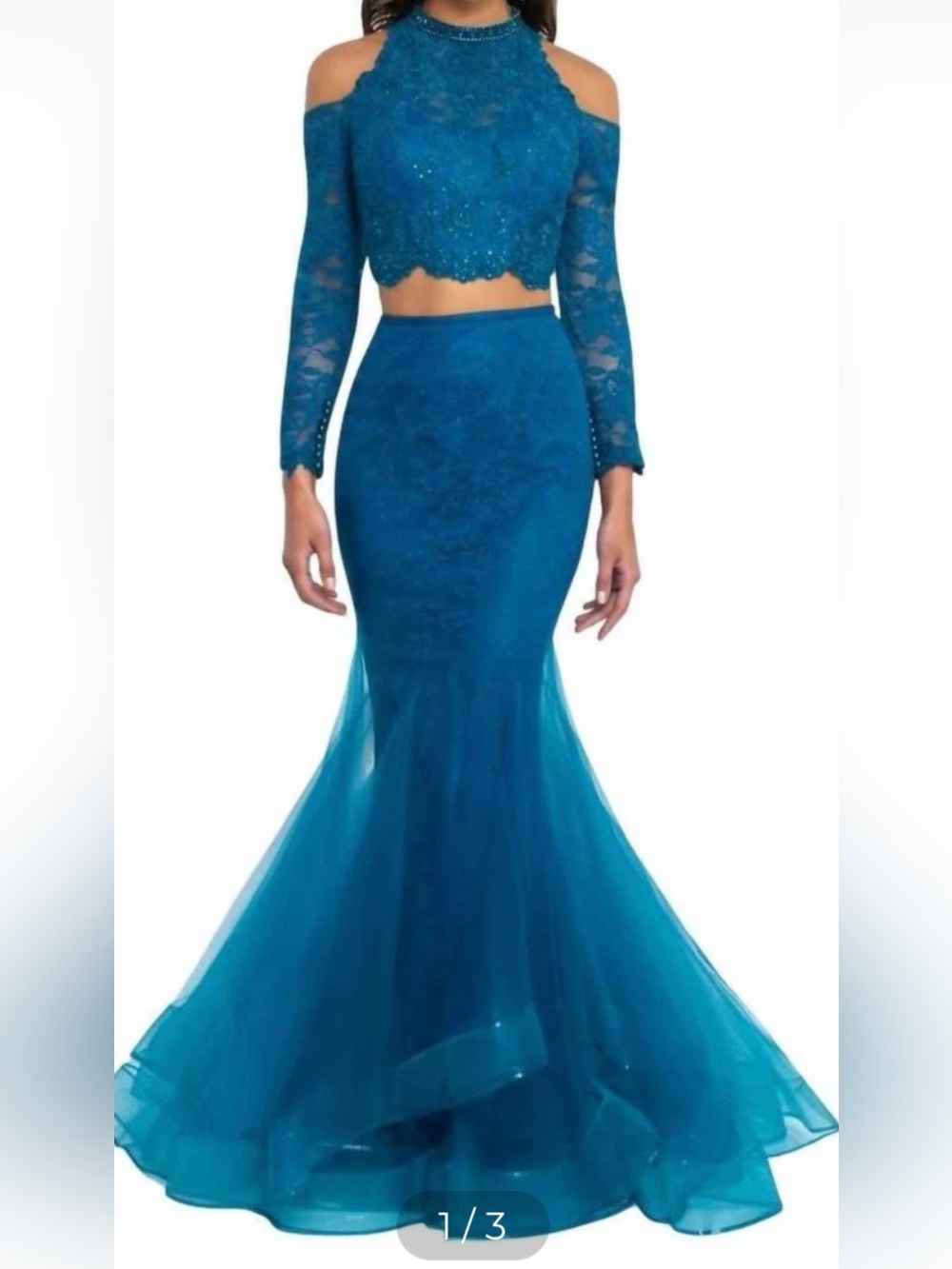 Blush Vibrant Teal gown size 6